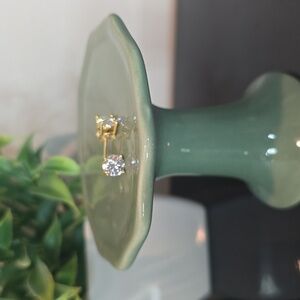 2ct Moissanite Studs Earrings, Gold Plated Silver